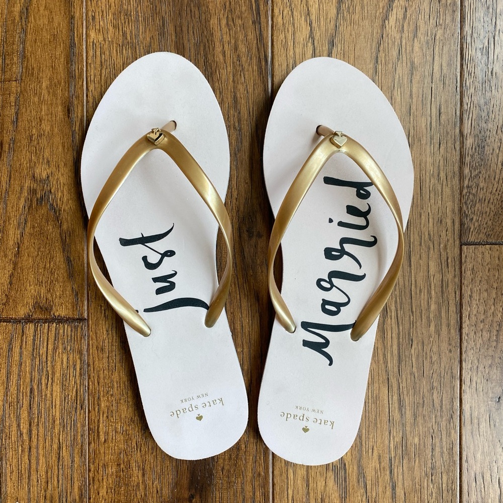 kate spade “just married” flip flops